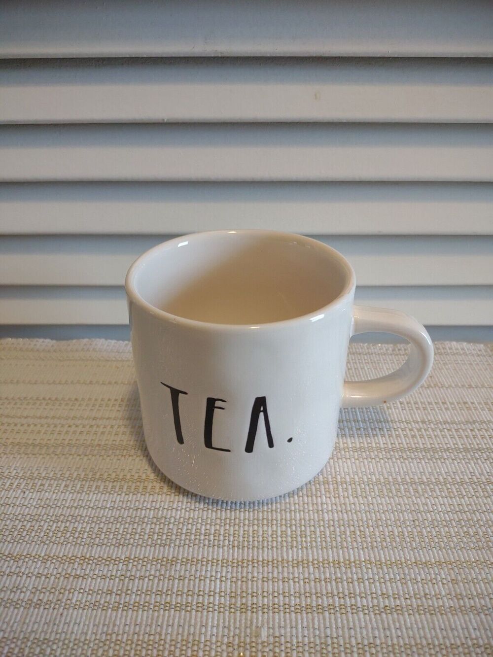 Rae Dunn Magenta Artisan Collection White "Tea" Black Text Coffee Mug Cup